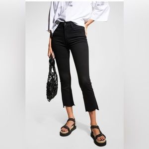 NWT Black Mother Insider Crop Fray Jeans Size 27
